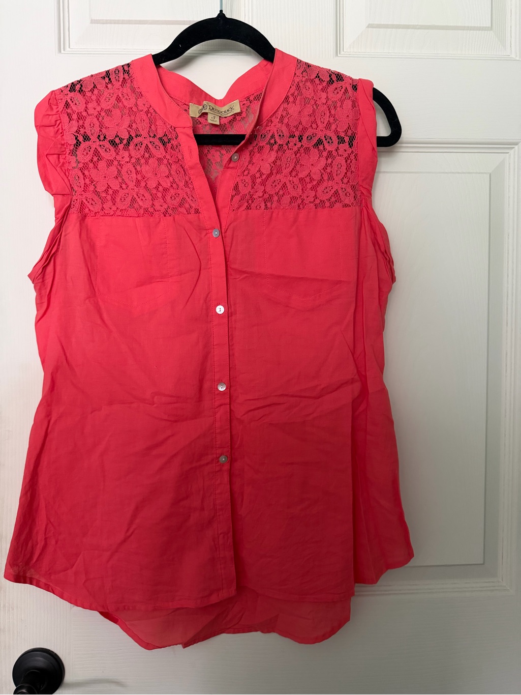 Democracy Pink Front Tie & Lace Shirt